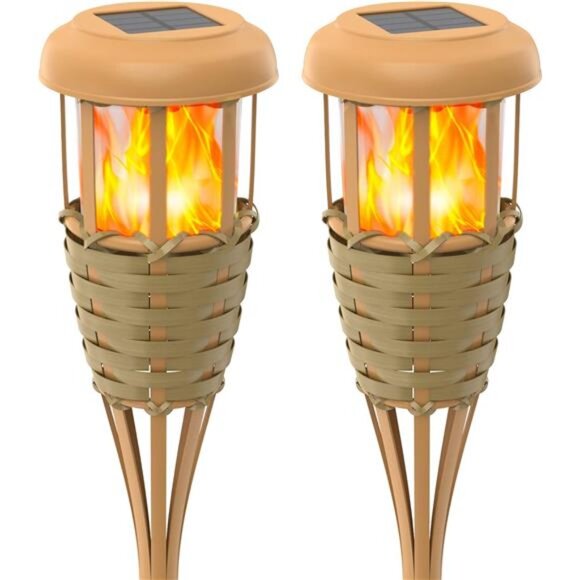 Flickering Flames Solar Powered Lights-Upgraded Solar Torches Waterproof Outdoor - Picture 1 of 6